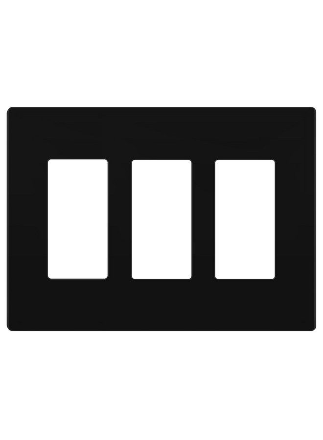 LIDER Matte Finish Triple Decorator Switch Cover, Screwless Wall Plate, Mid-Size 3-Gang 4.88" x 6.77", Polycarbonate Thermoplastic, UL Listed, LSWP-33M-BK, Black - Image 1