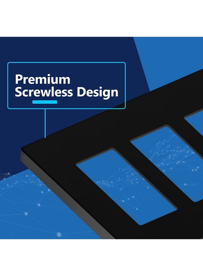 LIDER Matte Finish Triple Decorator Switch Cover, Screwless Wall Plate, Mid-Size 3-Gang 4.88" x 6.77", Polycarbonate Thermoplastic, UL Listed, LSWP-33M-BK, Black - Image 2