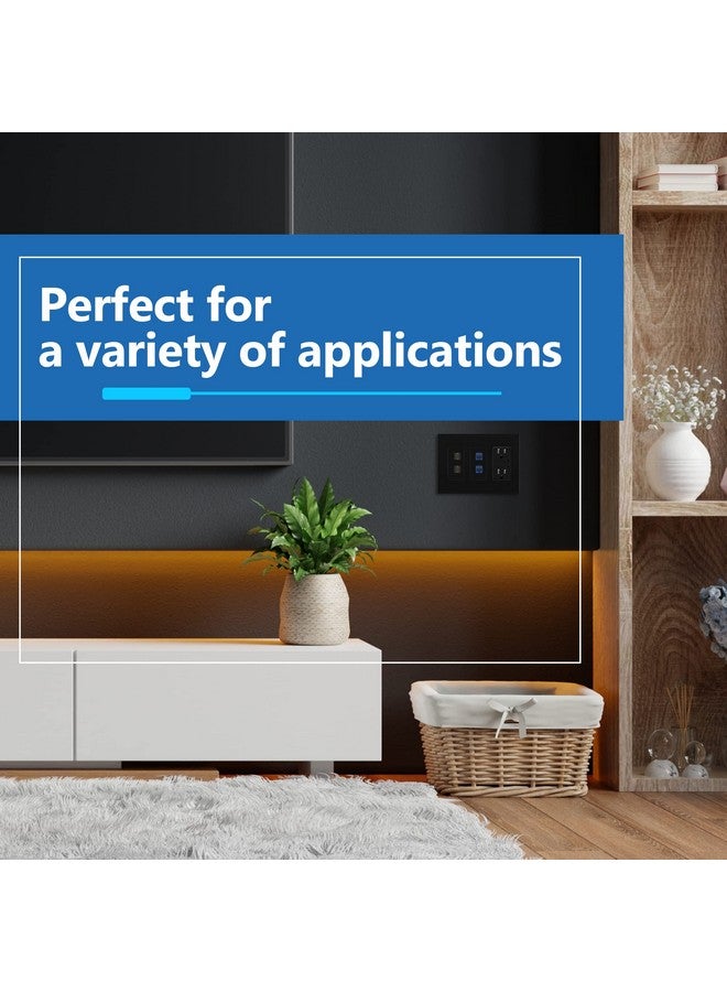 LIDER Matte Finish Triple Decorator Switch Cover, Screwless Wall Plate, Mid-Size 3-Gang 4.88" x 6.77", Polycarbonate Thermoplastic, UL Listed, LSWP-33M-BK, Black - Image 5