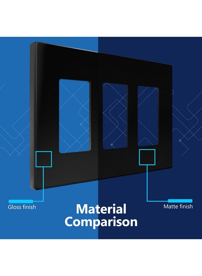 LIDER Matte Finish Triple Decorator Switch Cover, Screwless Wall Plate, Mid-Size 3-Gang 4.88" x 6.77", Polycarbonate Thermoplastic, UL Listed, LSWP-33M-BK, Black - Image 3