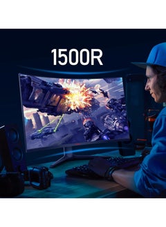 KOORUI 31.5-inch Curved Gaming Monitor, QHD 2560x1440, 3000:1 Dynamic Contrast, 1500R Curved Monitor, VA Panel, up to 170Hz, 1ms, HDMI DisplayPort, Tilt Adjustable, Eye Care, Metal Black, 32E6QC  - Image 4