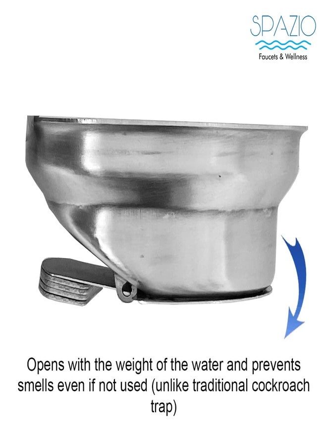 SPAZIO Tile/MarbleInsert Floor Drain | 304 Stainless Steel Invisible Shower Drain Channel | 6 x 6 Inches Waste Water Floor Drain for 13mm Tile | Drain Channel with Stainless Steel Cockroach Trap - Image 4
