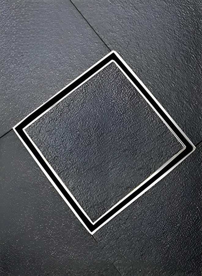 SPAZIO Tile/MarbleInsert Floor Drain | 304 Stainless Steel Invisible Shower Drain Channel | 6 x 6 Inches Waste Water Floor Drain for 13mm Tile | Drain Channel with Stainless Steel Cockroach Trap - Image 1