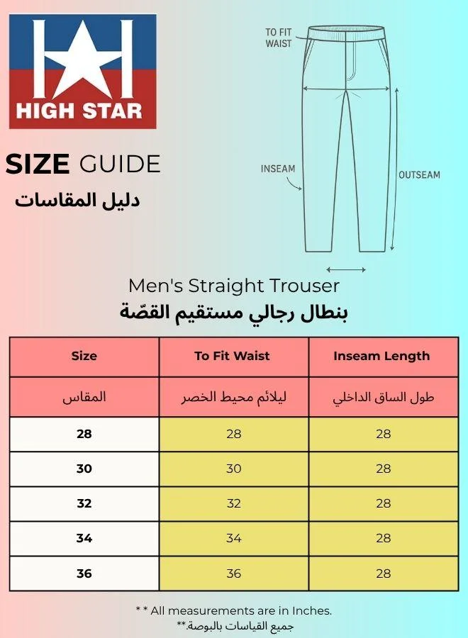 High Star navy blue Men's Navy Cotton Blend Solid Pattern Full Length Cargo Straight Fit Trouser for Men | Best Price UAE