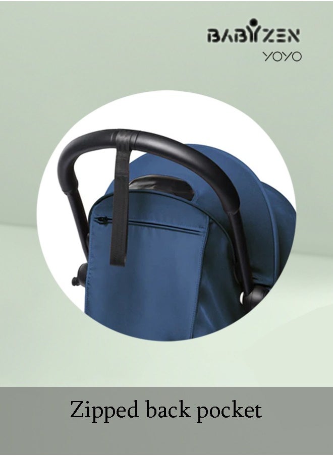 STOKKE - Yoyo Stroller Includes Harness, Backrest, Hood Extensions, Shoulder Strap, Storage Bag, Seat Cushion And Matching Canopy (White Frame With Air France Blue 6+ Colour Pack) - Image 1