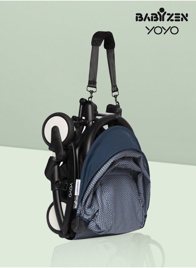 STOKKE - Yoyo Stroller Includes Harness, Backrest, Hood Extensions, Shoulder Strap, Storage Bag, Seat Cushion And Matching Canopy (White Frame With Air France Blue 6+ Colour Pack) - Image 1