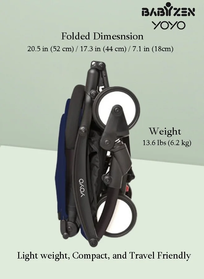 STOKKE Stokke YOYO Stroller, Includes 5‑Point Harness, Backrest, Storage Bag, Seat Cushion, Hood Extenders and Carry Strap, White Frame with Air France Blue 6+ Colour Pack