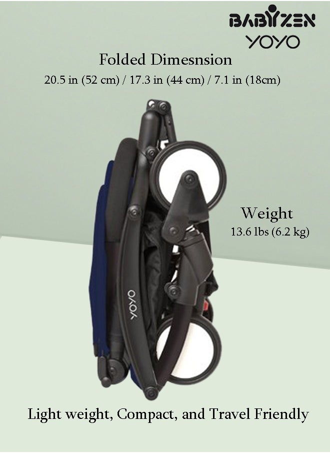 STOKKE - Yoyo Stroller Includes Harness, Backrest, Hood Extensions, Shoulder Strap, Storage Bag, Seat Cushion And Matching Canopy (White Frame With Air France Blue 6+ Colour Pack) - Image 1