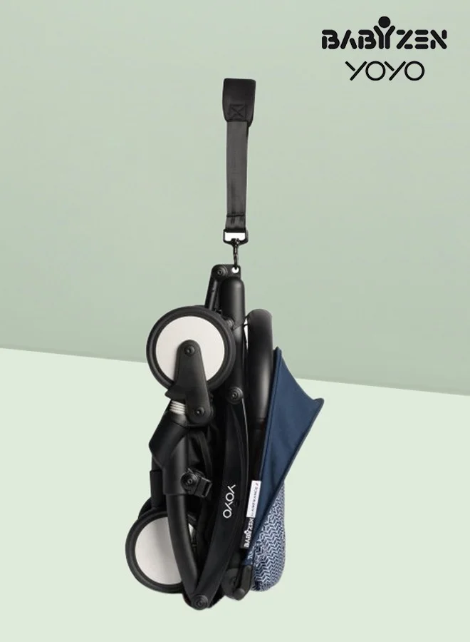 STOKKE Stokke YOYO Stroller, Includes 5‑Point Harness, Backrest, Storage Bag, Seat Cushion, Hood Extenders and Carry Strap, White Frame with Air France Blue 6+ Colour Pack