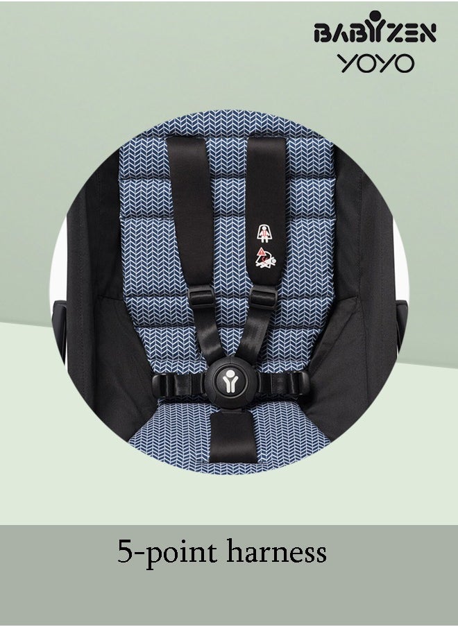 STOKKE - Yoyo Stroller Includes Harness, Backrest, Hood Extensions, Shoulder Strap, Storage Bag, Seat Cushion And Matching Canopy (White Frame With Air France Blue 6+ Colour Pack) - Image 1
