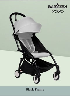 BABYZEN Yoyo Stroller Includes Harness, Backrest, Hood Extensions, Shoulder Strap, Storage Bag, Seat Cushion And Matching Canopy (White Frame With Air France Blue 6+ Colour Pack)  - Image 4