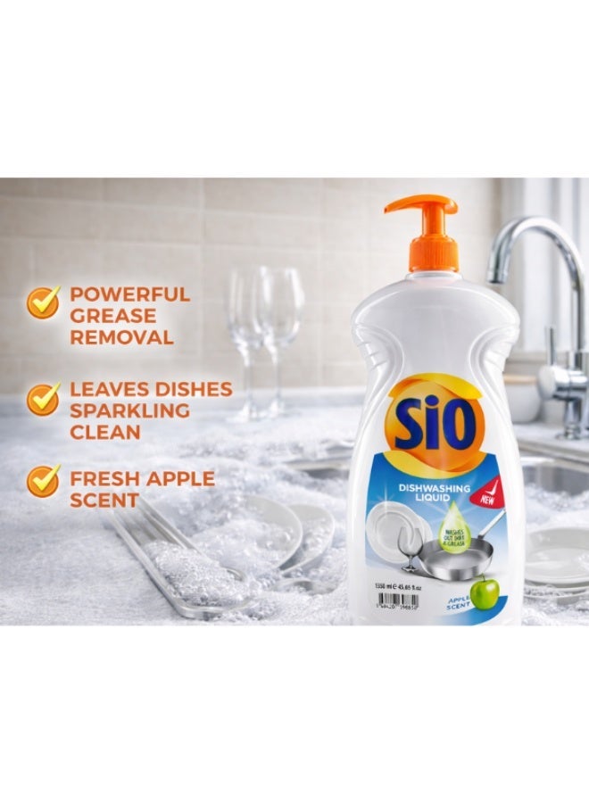 SIO Dishwashing Liquid – Apple 1350 ml × 12 | Powerful Cleaning & Shine - Image 1