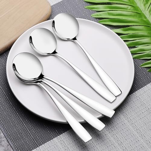 Kekow Soup Spoons, 12-Piece Stainless Steel Round Bouillon Spoon - Image 4