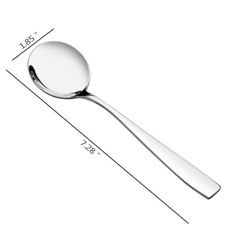 Kekow Soup Spoons, 12-Piece Stainless Steel Round Bouillon Spoon - Image 2