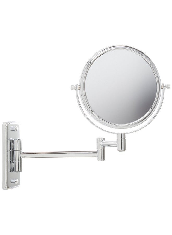 Jerdon مرآة مكياج مزدوجة الجوانب قابلة للتدوير بحجم 6 إنش مع تكبير 5X وامتداد حائط 10 إنش بتشطيب كروم طراز JP7508C