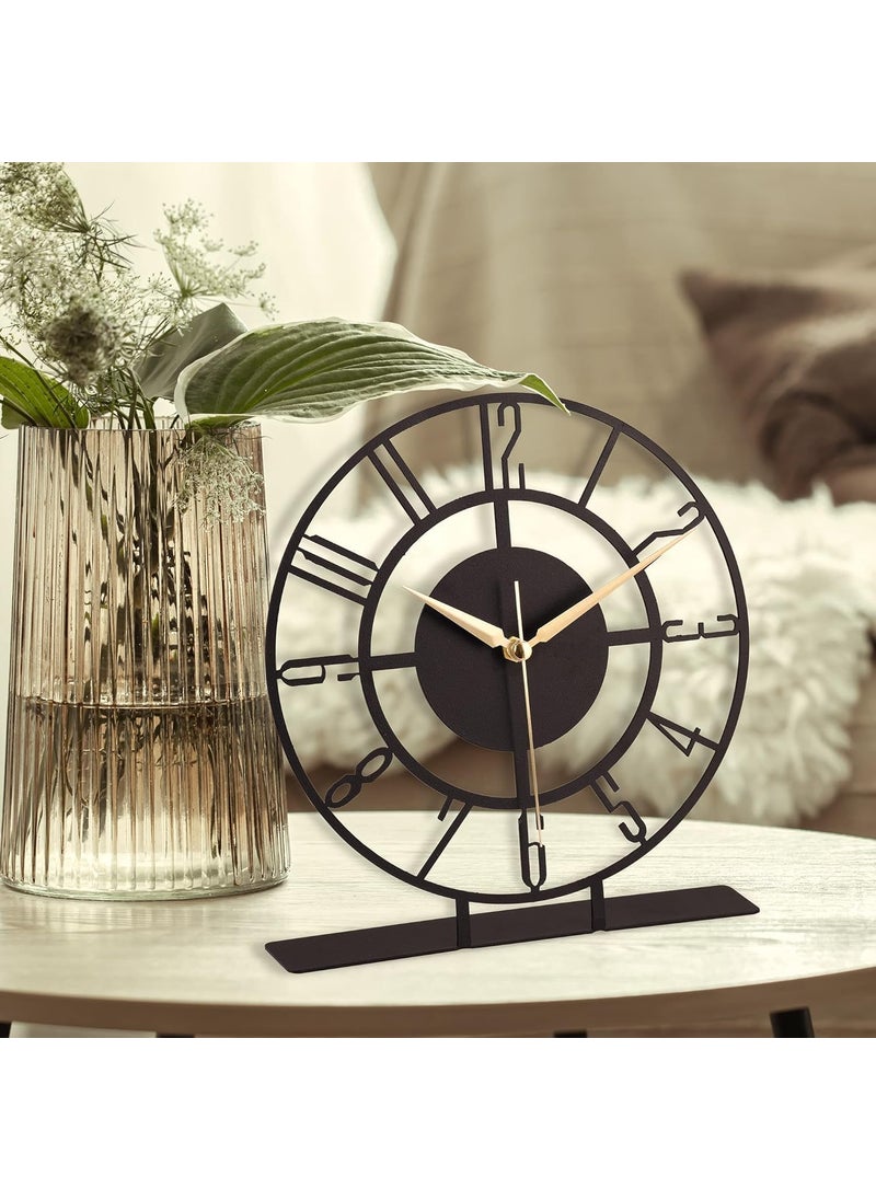 Home Stuffs Home Stuffs Battery Operated Desk Clock Modern Metal Desk Clock Reloj de Escritorio para Oficina Pequea y Tranquila Junto a La Cama Desk Metal Clock Black Bunella  - Image 4