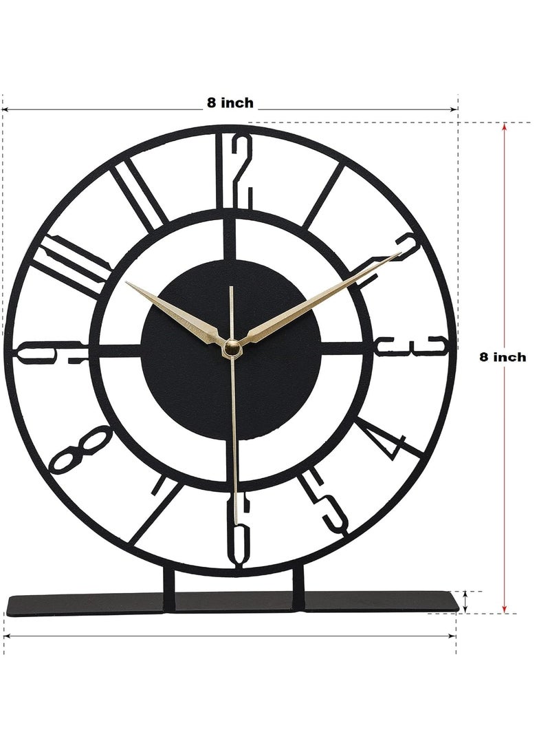 Home Stuffs Home Stuffs Battery Operated Desk Clock Modern Metal Desk Clock Reloj de Escritorio para Oficina Pequea y Tranquila Junto a La Cama Desk Metal Clock Black Bunella  - Image 2