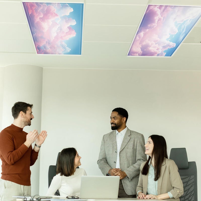 Wiooffen 8 Pcs Fluorescent Light Covers with 80 Magnets Decorative for Classroom Ceiling Light 4 x 2 Feet Magnetic Lights Covers Filter Easy Install for Office Hospitals & Home Drop Ceiling Supplies (Cumulus) - Image 4