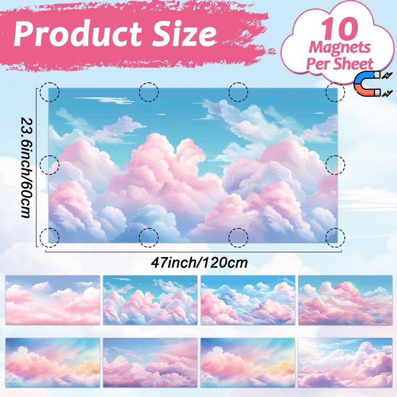 Wiooffen 8 Pcs Fluorescent Light Covers with 80 Magnets Decorative for Classroom Ceiling Light 4 x 2 Feet Magnetic Lights Covers Filter Easy Install for Office Hospitals & Home Drop Ceiling Supplies (Cumulus) - Image 2