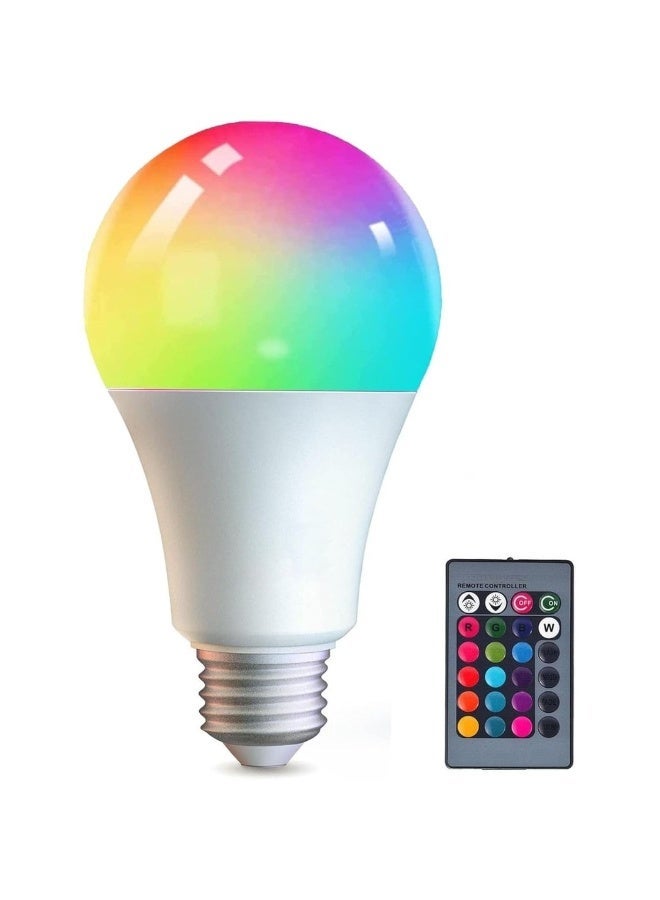 طلال مصابيح إضاءة متغيرة الألوان RGB، مصابيح LED RGB بقوة 5 واط A70 مع جهاز تحكم عن بعد ووظيفة ذاكرة - 16 لونًا، أبيض 6500 كلفن، قاعدة لولبية E26، مصباح متعدد الألوان قابل للتعتيم لغرفة النوم والحفلات وديكور المنزل - Image 1