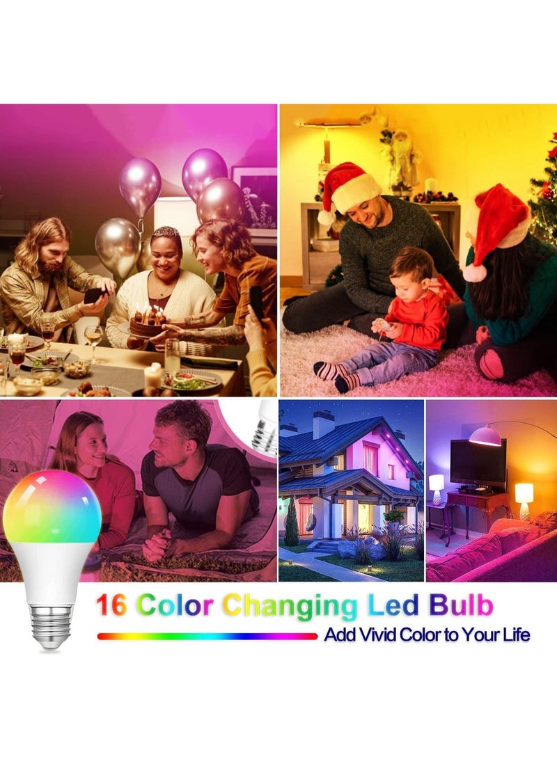 طلال مصابيح إضاءة متغيرة الألوان RGB، مصابيح LED RGB بقوة 5 واط A70 مع جهاز تحكم عن بعد ووظيفة ذاكرة - 16 لونًا، أبيض 6500 كلفن، قاعدة لولبية E26، مصباح متعدد الألوان قابل للتعتيم لغرفة النوم والحفلات وديكور المنزل - Image 4