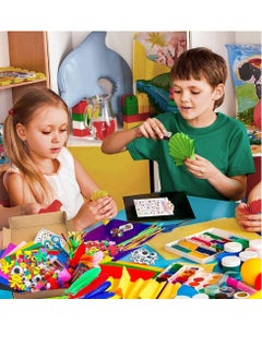 Mordely 1000Pcs DIY Art Craft Kit for Kid Handmade Supplies Kit for Kids, Project Scrapbook Craft Kit Crafting School Flash Pompoms, Feathers, Buttons, Children's Sequins Art Supplies, Pipe Cleaner  - Image 3