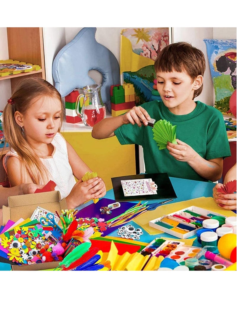 موردلي مجموعة أدوات فنية يدوية مكونة من 1000 قطعة للأطفال، مجموعة أدوات يدوية للأطفال، مجموعة أدوات يدوية لمشاريع قصاصات الورق، كرات صوفية، ريش، أزرار، أدوات فنية من الترتر للأطفال، منظف الأنابيب - Image 3