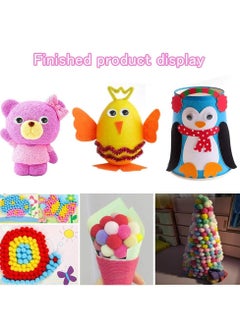 Mordely 1000Pcs DIY Art Craft Kit for Kid Handmade Supplies Kit for Kids, Project Scrapbook Craft Kit Crafting School Flash Pompoms, Feathers, Buttons, Children's Sequins Art Supplies, Pipe Cleaner  - Image 5