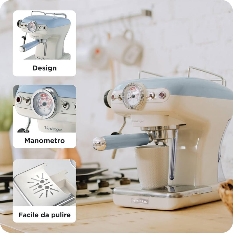 Ariete 1389 Espresso machine 0.9L Blu. Bianco (1000033111) - Image 5