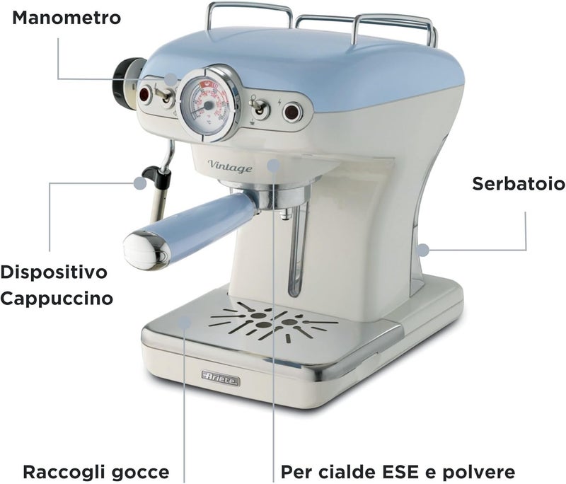 Ariete 1389 Espresso machine 0.9L Blu. Bianco (1000033111) - Image 3