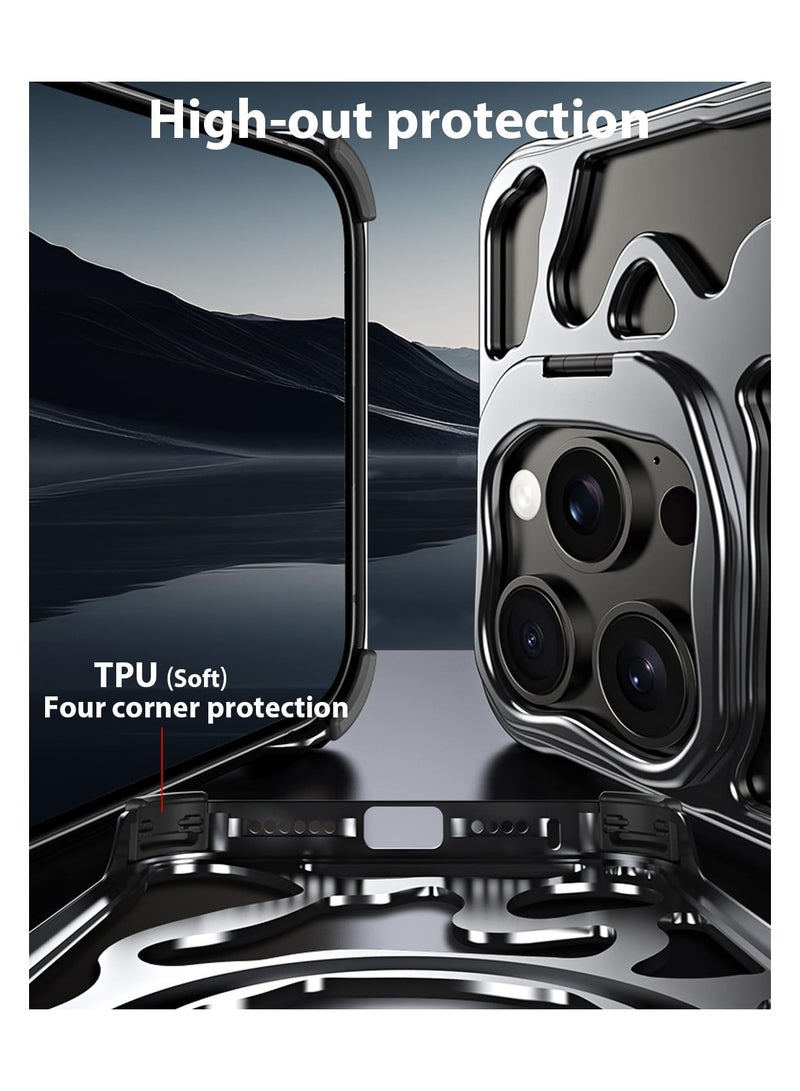 SYOSI Metal iPhone Case for iPhone 15 Pro Max, 6.7 Inch Case Aerospace Alloy Case Ma-gSafe Compatible Case Alloy Bumper Case Protective Metal Case Cooling Phone Case Heat Dissipating Case - Image 4