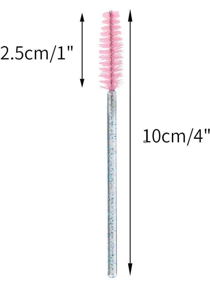 100 Pcs Disposable Crystal Eyelash Mascara Brushes, Mascara Brushes Wands, with Containe Wands Applicator Makeup Kits, for Thick Or Thin Long Or Short Eye Lashes, Blue + Pink - Image 2