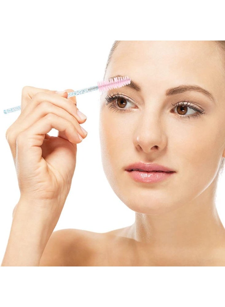 100 Pcs Disposable Crystal Eyelash Mascara Brushes, Mascara Brushes Wands, with Containe Wands Applicator Makeup Kits, for Thick Or Thin Long Or Short Eye Lashes, Blue + Pink - Image 3