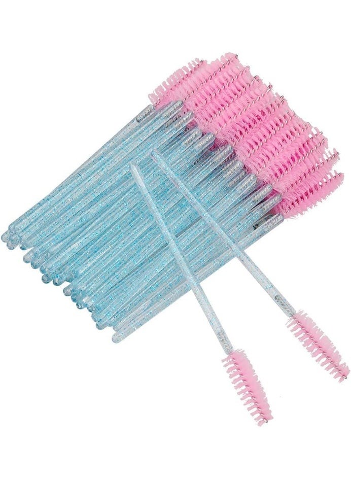 100 Pcs Disposable Crystal Eyelash Mascara Brushes, Mascara Brushes Wands, with Containe Wands Applicator Makeup Kits, for Thick Or Thin Long Or Short Eye Lashes, Blue + Pink - Image 5