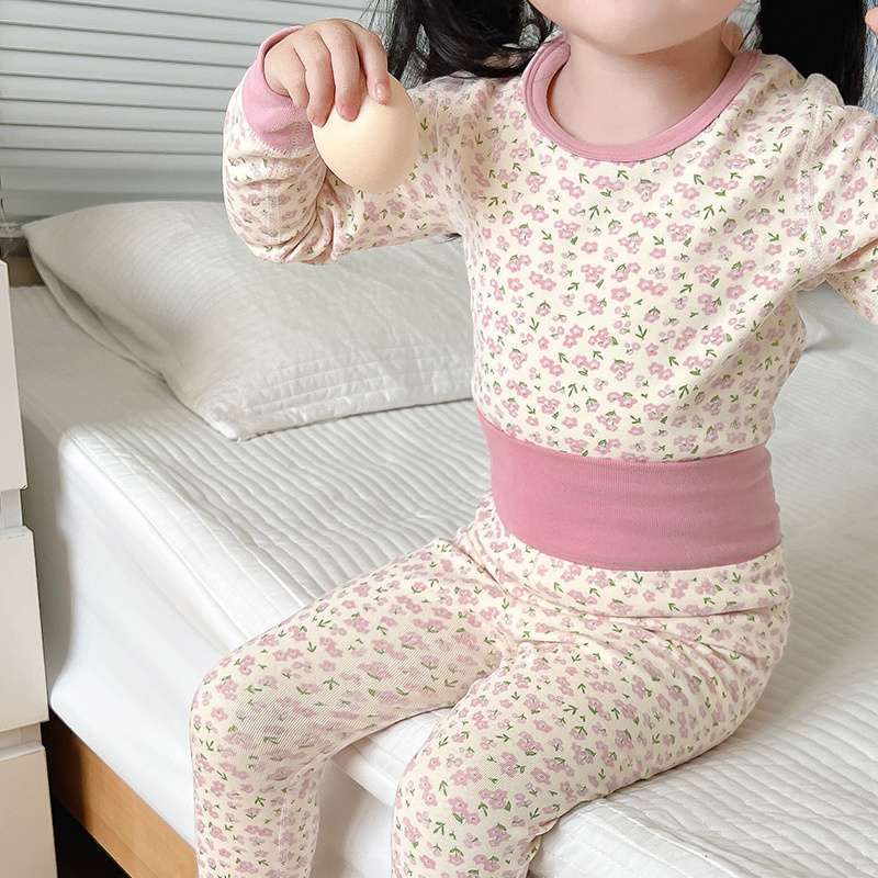 Baby'S Boneless High Waist Autumn Clothes Baby'S All Cotton Belly Pants Children'S Thermal Underwear For Girls And Boys Suit - Image 2
