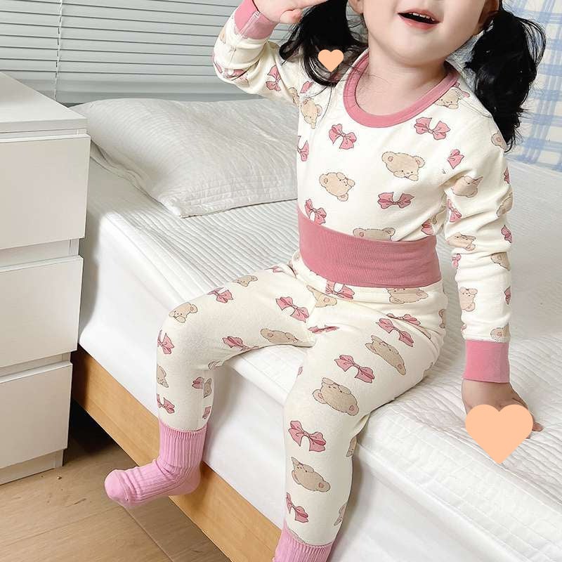 Baby'S Boneless High Waist Autumn Clothes Baby'S All Cotton Belly Pants Children'S Thermal Underwear For Girls And Boys Suit - Image 3