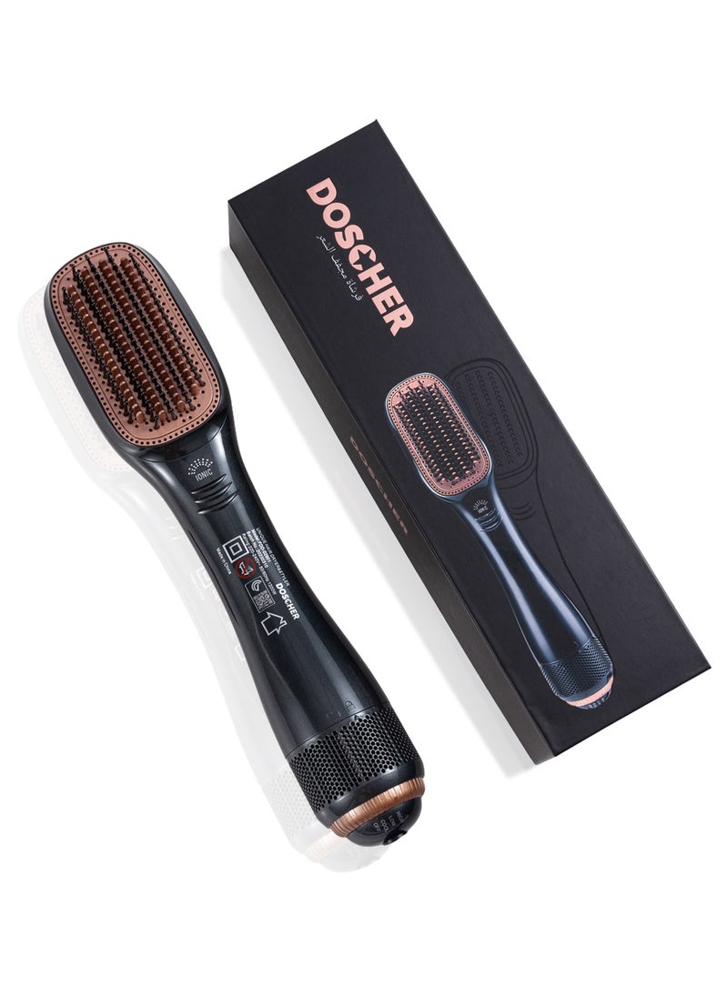 2 In 1 Hair Dryer Brush Ceramic Dryer And Styler Professional Black/Beige