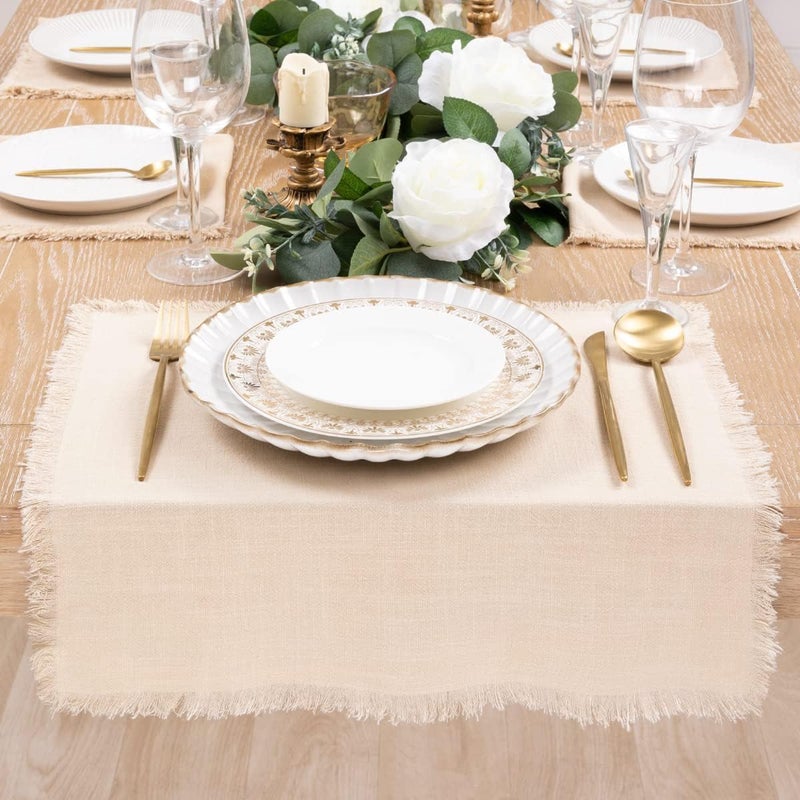 HZYH Handmade Cotton Linen Napkins, Beige, 18x18 Inches, Set of  4 - Image 4
