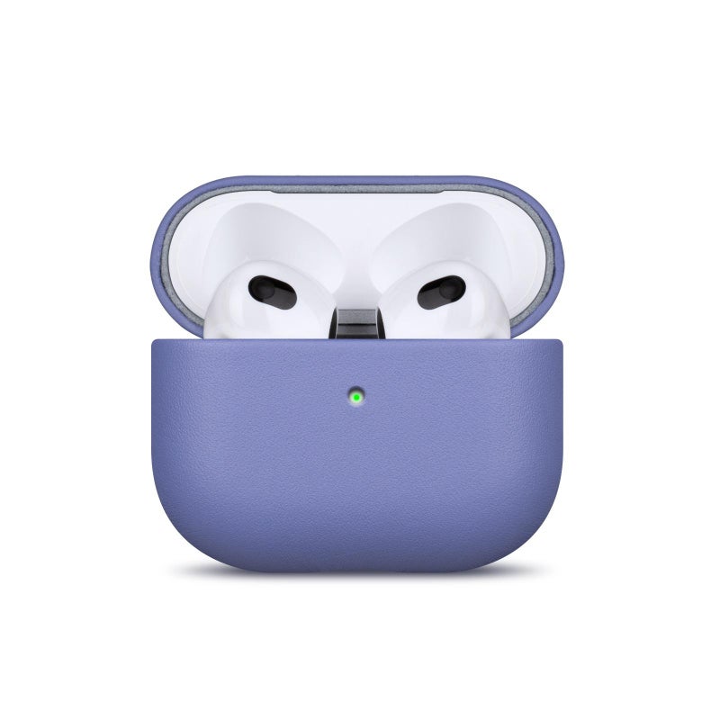 For AirPods Pro Full-grain Genuine Leather Earbuds Protective Case(Wisteria)