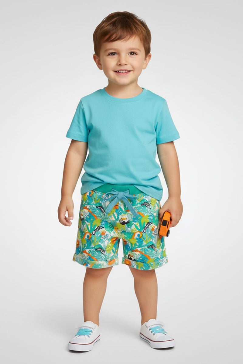 Hamleys Toddlers Boy Allover Print Basic Shorts, Multicolor - Image 1