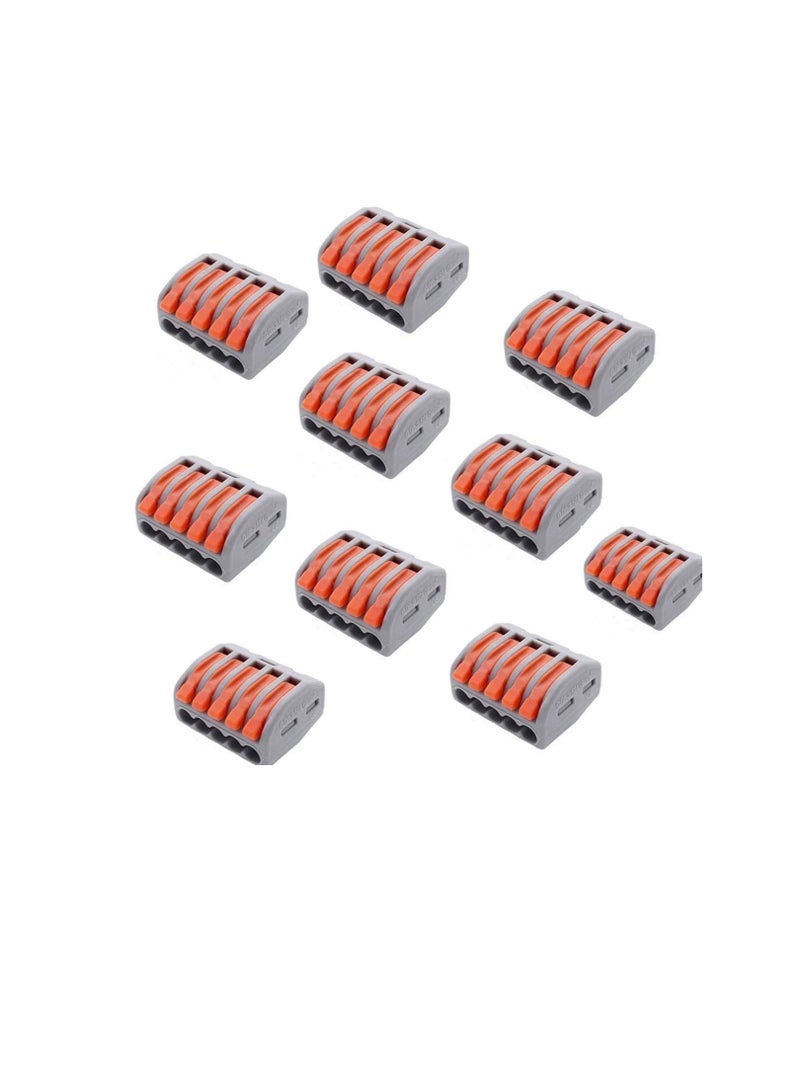 Wago Type Universal Compact Wiring Connector Conductor Terminal Block for Cables 0.08 to 4mm Block Pin Cable connector FJ Series Pack of 10. (5 Pole) - Image 1