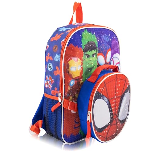 Fast Forward Marvel Spidey and His Amazing Friends Backpack With Lunch Box for Kids | Insulated Lunch Bag Lunch Box for Boys, Girls, Toddlers | 14" Backpack for School and Reusable Lunchbox - Image 1