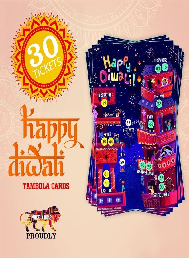 Suruchi Strokes Happy Diwali Theme Tambola Tickets, Ganesh laxmi New Housie Games, Dipawali Collection for Festival Party (30 Tickets) - Image 2