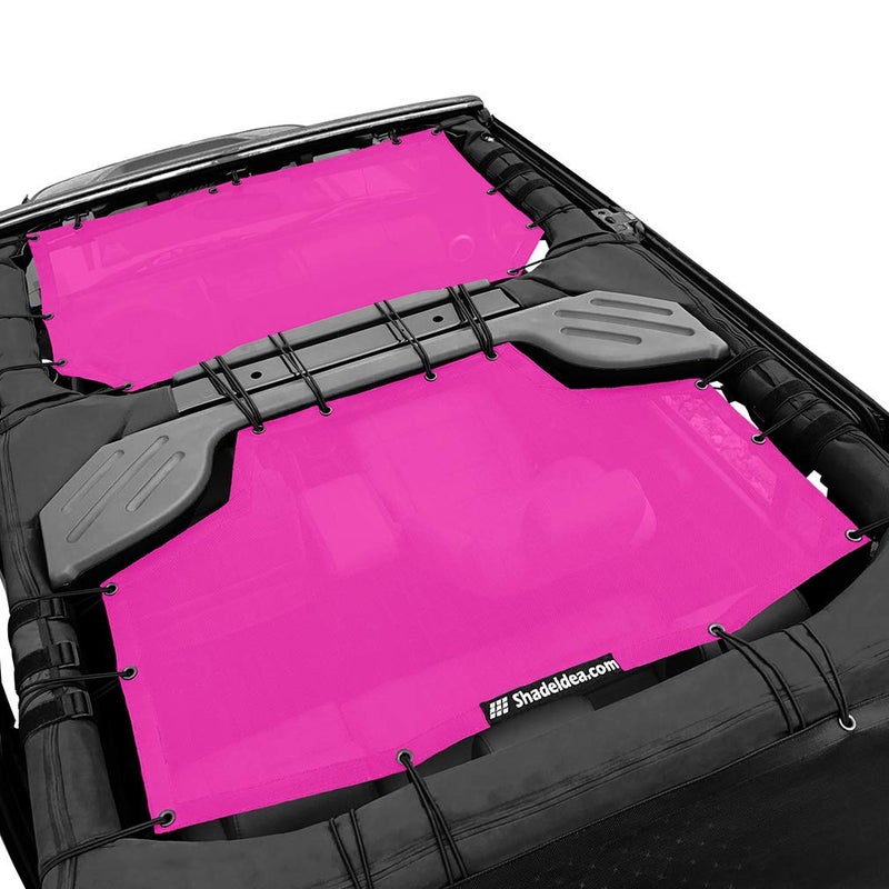 Shadeidea JK Sun Shade Top Compatible with Jeep Wrangler JKU Top Sunshade Soft Mesh Roof Cover 20072018 Wind Noise UV Blocker 10 Year Warranty 4 Door Pink FrontRear 2 pcs