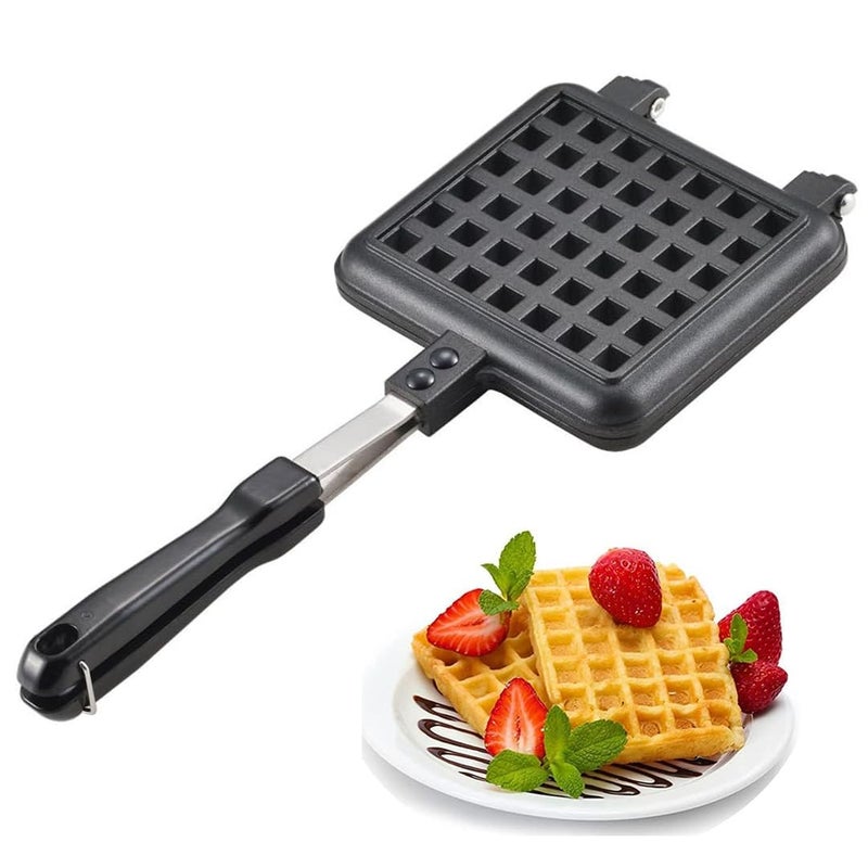 SWAURSAHA NonStick Waffle Maker Gas Waffle Toaster Pan Cake Maker Machine for Easy Cooking and Cleaning Black - Image 1