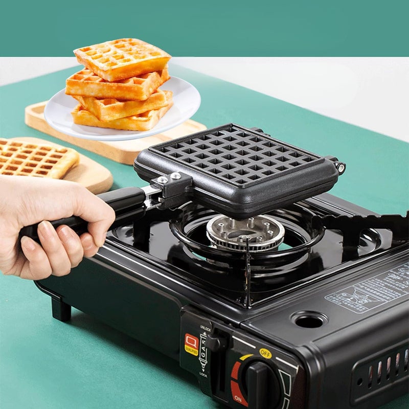 SWAURSAHA NonStick Waffle Maker Gas Waffle Toaster Pan Cake Maker Machine for Easy Cooking and Cleaning Black - Image 2