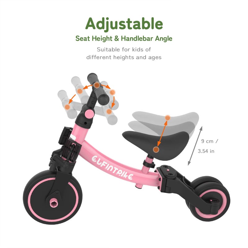 besrey 5 in 1 Toddler Bike for 1 Year to 4 Years Old Kids, Toddler Tricycle Kids Trikes Tricycle, Toys for Boy & Girl, Balance Training, Removable Pedals - Image 3
