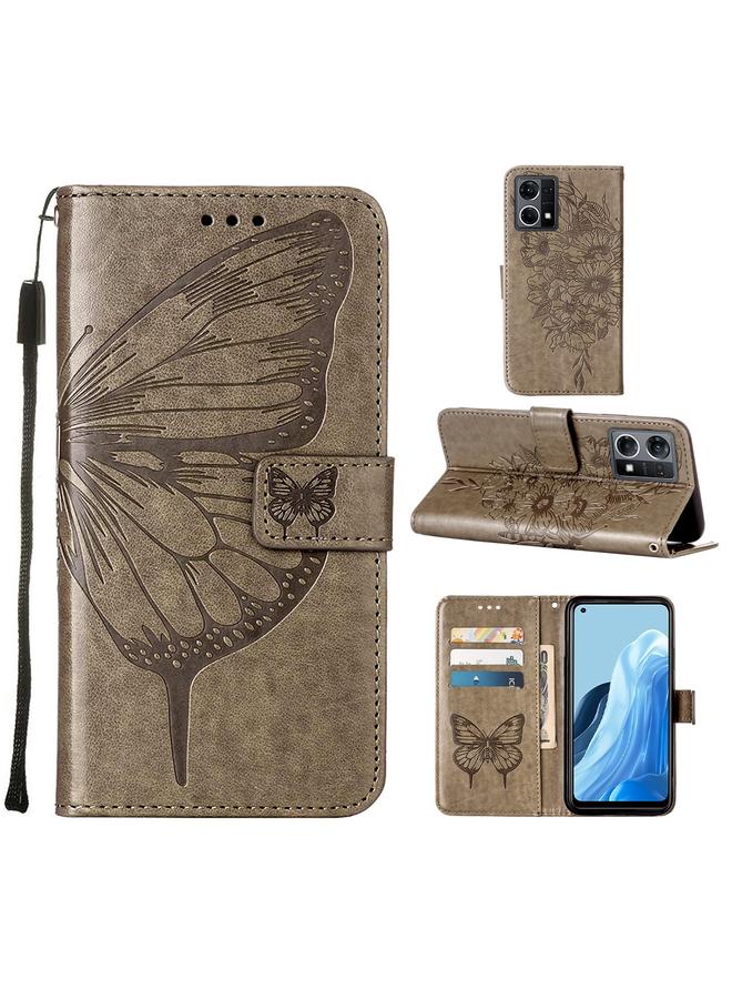 اس-توب جراب لهاتف OPPO Reno7 4G/F21 Pro، جراب هاتف جلدي منقوش بنقشة الفراشة - Image 1