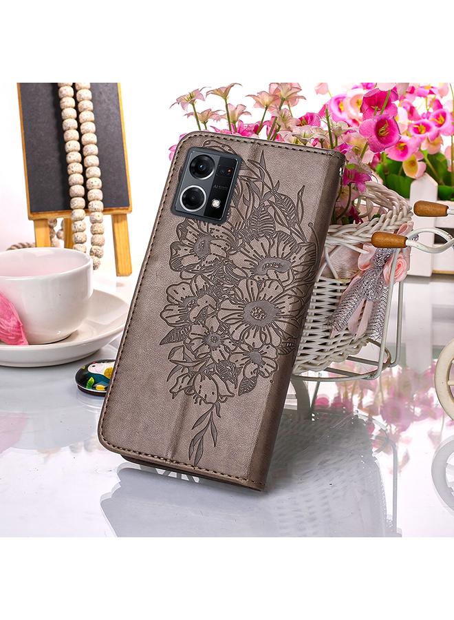 اس-توب جراب لهاتف OPPO Reno7 4G/F21 Pro، جراب هاتف جلدي منقوش بنقشة الفراشة - Image 5