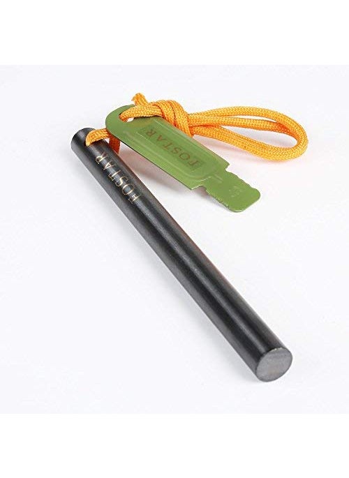 FOSTAR Fostar Upgrade Ferro Rod Fire Starter 12 Inch X 6 Inch Thick Ferrocerium Rod Drilled Flint Fire Steel with Lanyard and Striker Last up 20000 Strikes Great for Outdoor Survival Camping 